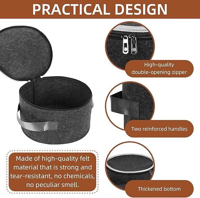 Plate Storage Case with 12 Thick Felt Dividers