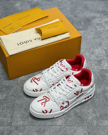 Louis Vuitton LV Monogram Trainer Logo White Red