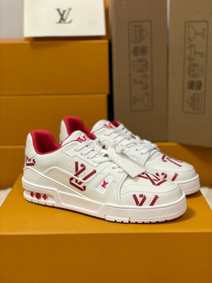 Louis Vuitton LV Monogram Trainer Logo White Red