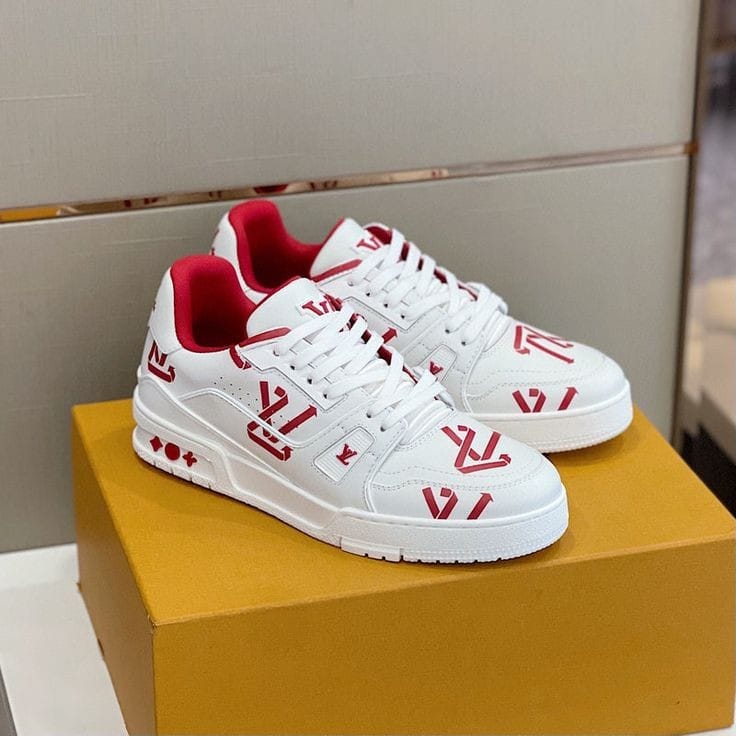 Louis Vuitton LV Monogram Trainer Logo White Red